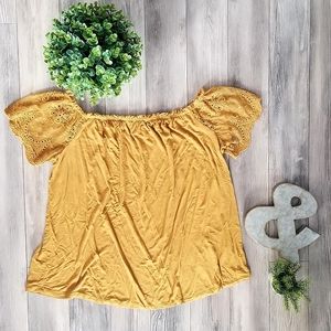 ☆3 for $20☆ Off Shoulder Mustard Yellow Shirt